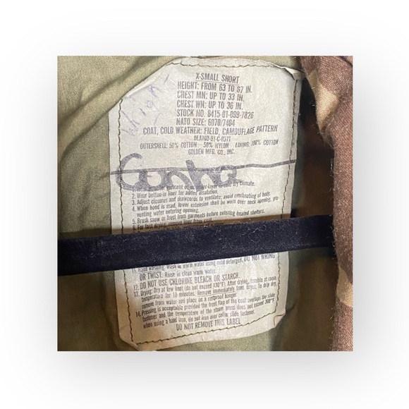 Vintage: Golden Mfg ☮︎︎ Military M65 Field Jacket ☮︎︎ Camoflague Original Issue - Picture 13 of 16